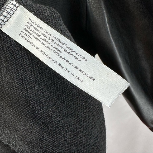 Eloquii Short Sleeve Black Shirt Faux Leather‎ Puff Sleeves Women's Plus 18/20 - Picture 8 of 8